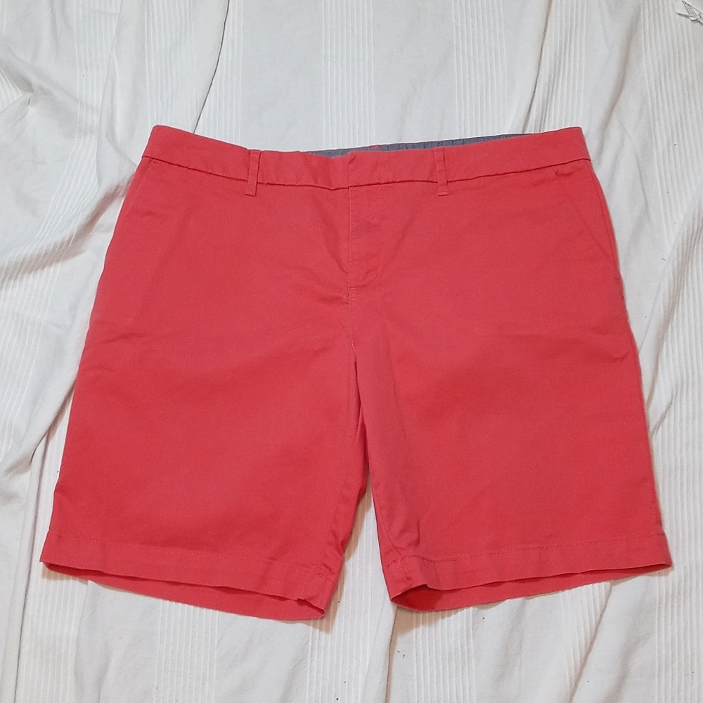 TOMMY HILFIGER CHINO SHORTS WOMENS PLUS SIZE 14 BERMUDA 8 1/2" MID RISE PINK